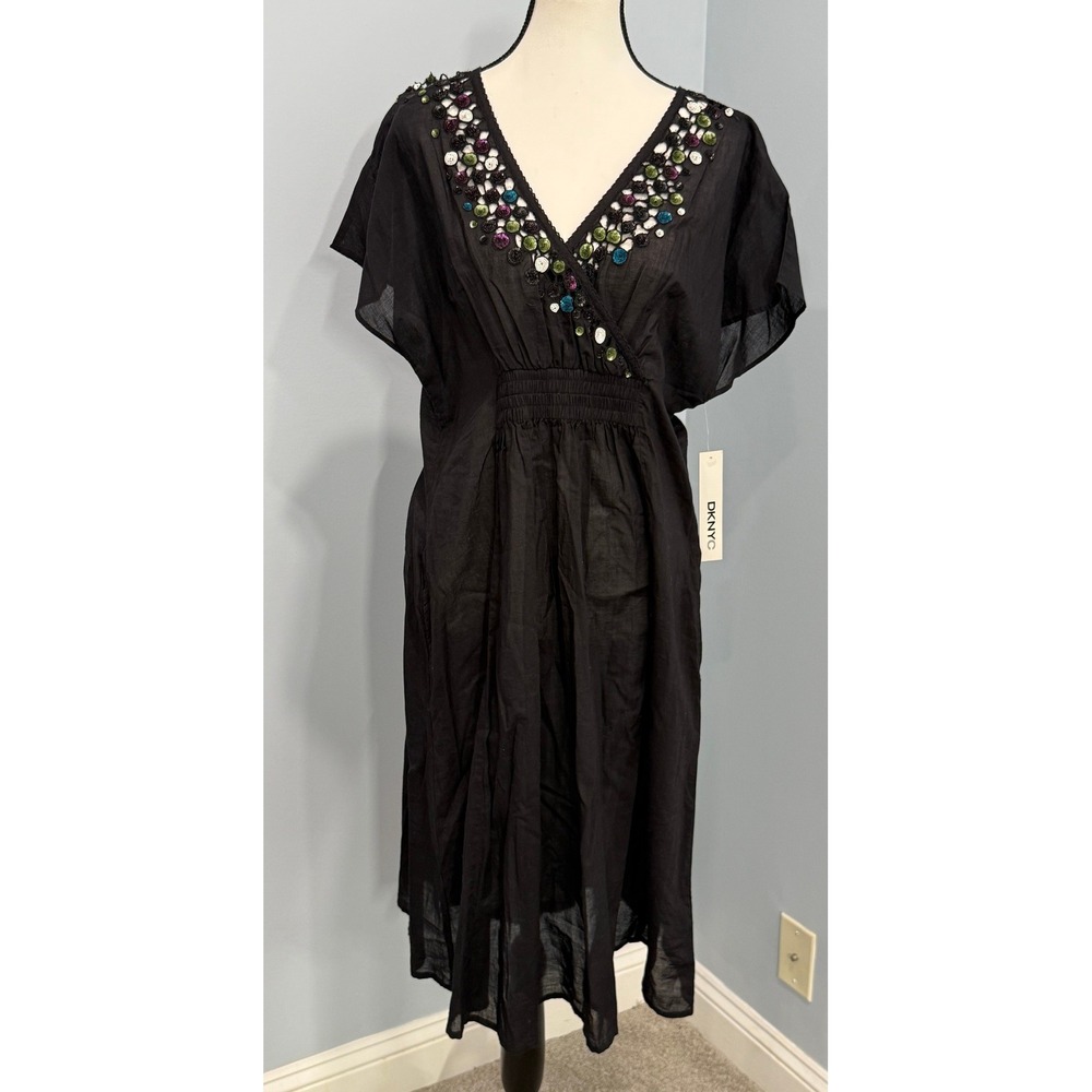 NWT DKNYC Black Sequin 100% Cotton Swim Cover Up Size 4 Resortwear